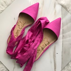 New Sam Edelman Pink Brandie wrap ankle flats